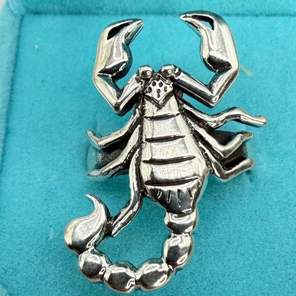 Vintage Navajo Sterling Silver Scorpion Statement Ring – Size 8.5, Signed “S”
